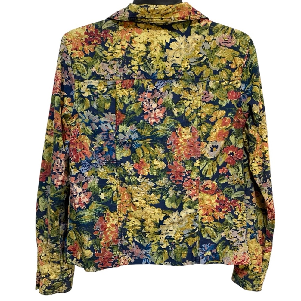 Coldwater Creek Yellow and Blue Blazer Structured Floral Jacket - Picture 14 of 17